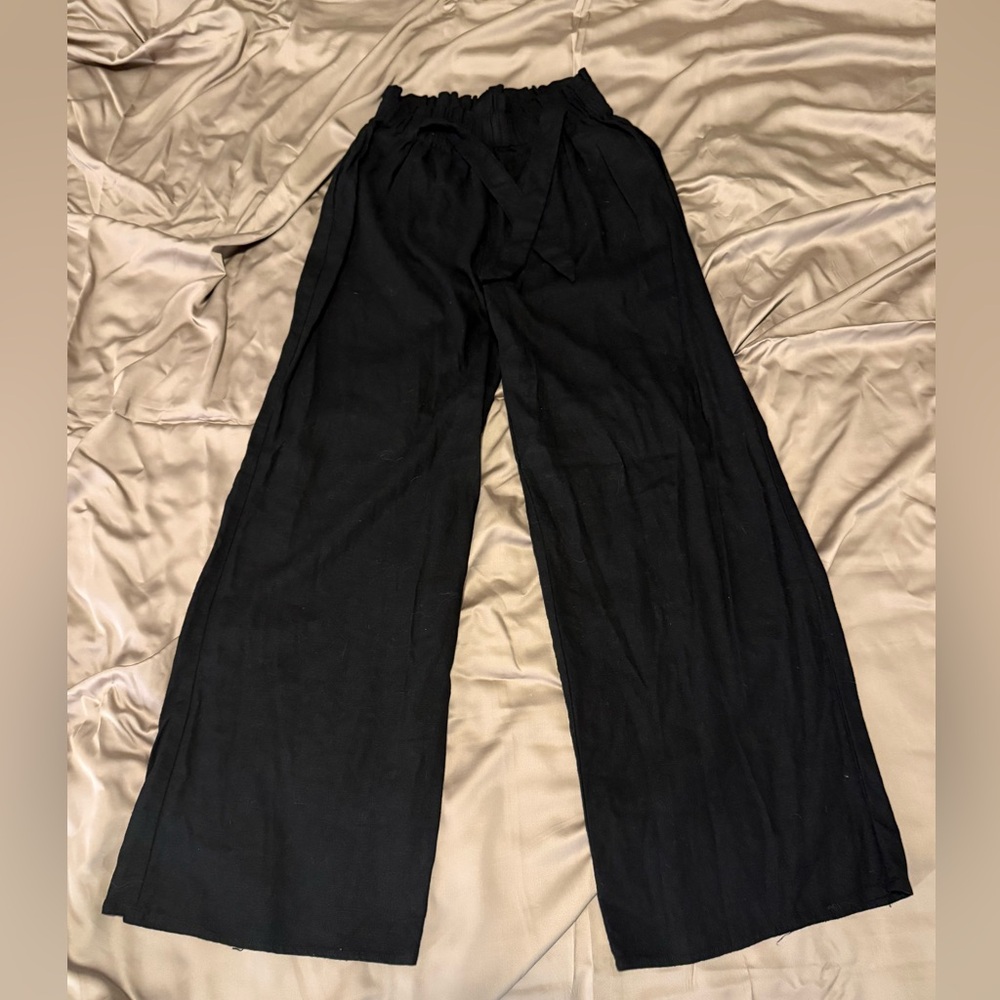 Aakaa Black Wide Leg Pants